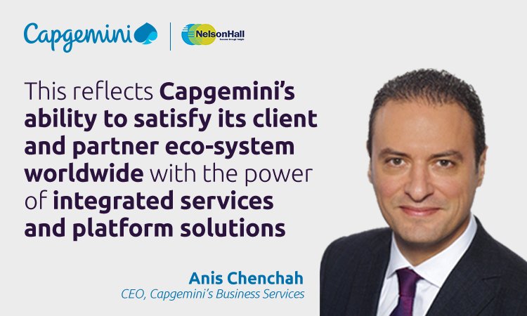 CapgeminiBusSvc's tweet photo. "Our Digital Employee Operations allows us to shape the future of business operations for our clients" says Business Services CEO @AnisChenchah on @Capgemini being recognized as a Leader by @NHInsight. https://t.co/U1xKsryc9Z #HRtransformation https://t.co/5uXh3OR8qC