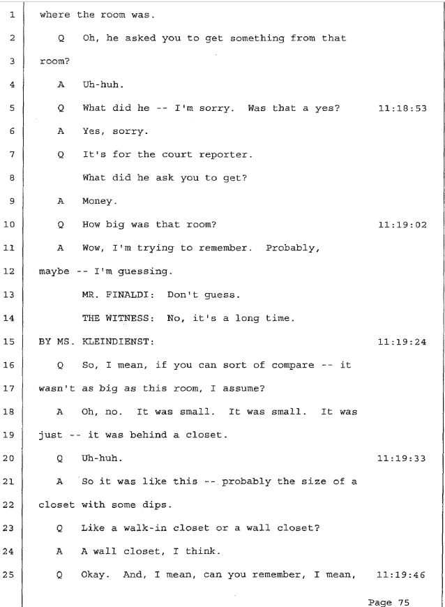 Now, the thing is the room was so "secret" that MJ actually sent Joy in there to retrieve money from a drawer when he wasn't there! Think about it: he supposedly uses it as this shady place to molest boys in, but he sends the mother of one of his "victims" in there? LOL. OK.