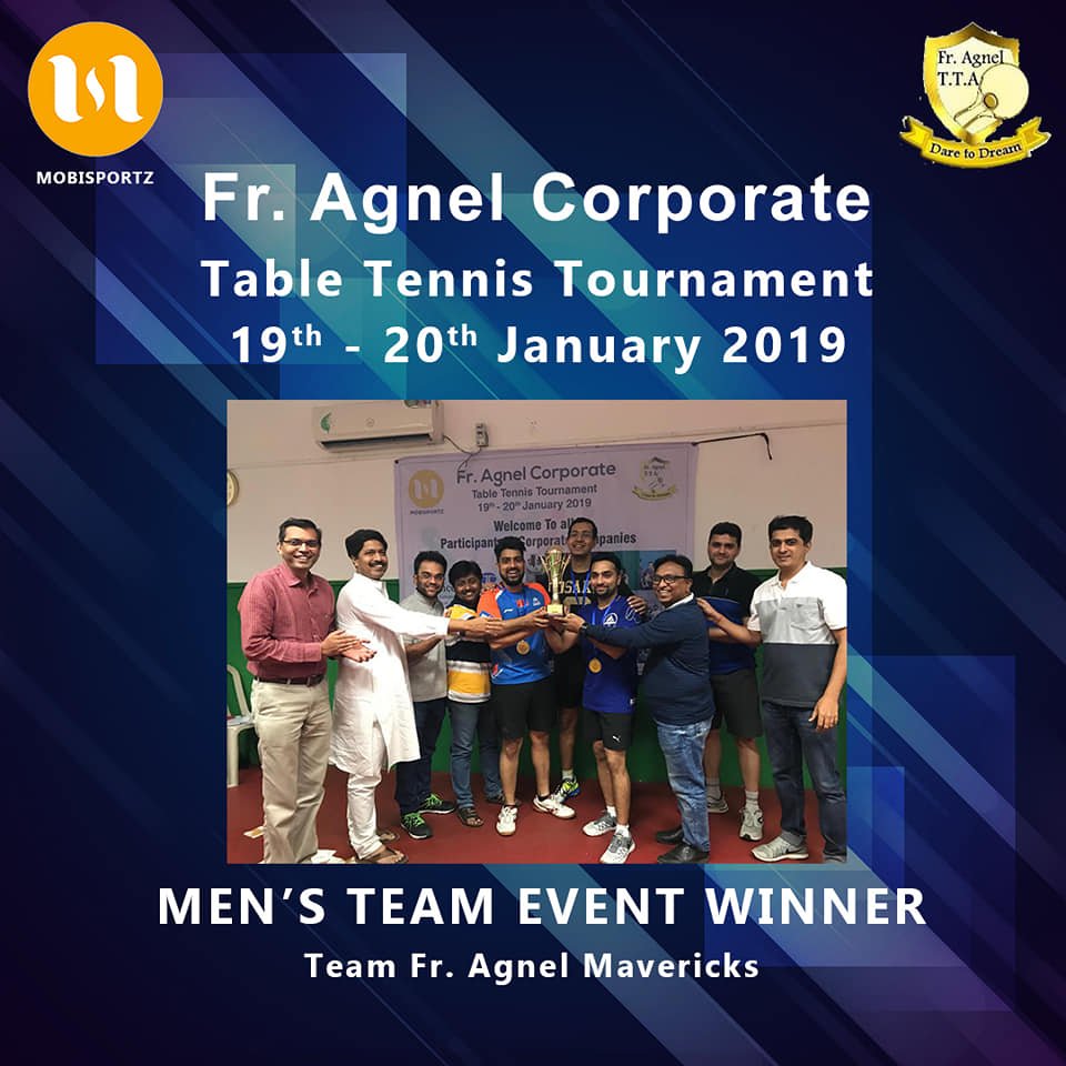MobiSportz's tweet photo. Results of the 'Father Agnel Corporate Table Tennis Tournament' which was held on 19th and 20th January 2019 are here!
Congratulations to winners of men's team event from MobiSportz team!! 🎉
#mobisportz #Table #Tennis #Tournament #Father_Agnel_Corporate #Corporate_Tournament https://t.co/Xy4rHjdgxJ