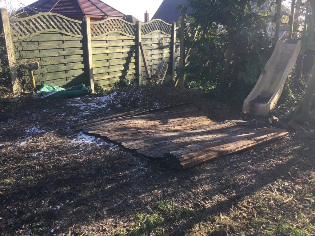 JaDerbyshire's tweet photo. Forget about the #LoveShack, today it’s all about the #GinShack as work begins on building Tim’s #GardenGinPalace. Can’t wait to see it grow and then be invited to partake in few! #larch #cedar #gin #handmade https://t.co/hiy8l8jhH8
