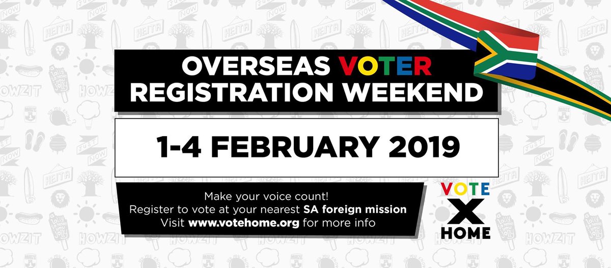 VoteHomeSA's tweet photo. #RegisterToVote There is still time! 

Bring your valid SA Passport AND ID book to your nearest 🇿🇦 foreign mission (https://t.co/6VSmjQYut0) 

Head to https://t.co/kACua36oWH for more info 🌎🇿🇦 https://t.co/MV1M0FsIvn