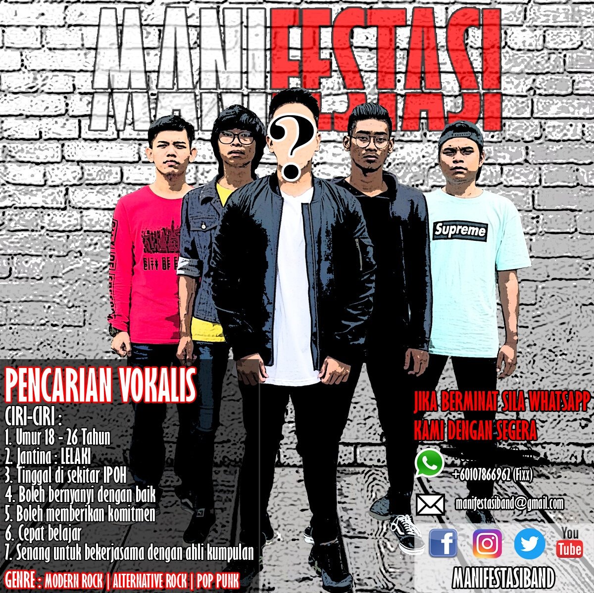 fixxraven's tweet photo. Minta jasa baik, tolong RT tweet ni sampai jumpa vokalis.
@twt_muzik @twt_indie @OhMYMuzik @Jenn_Thompson @mykampusradio https://t.co/hVOmIPxj5P