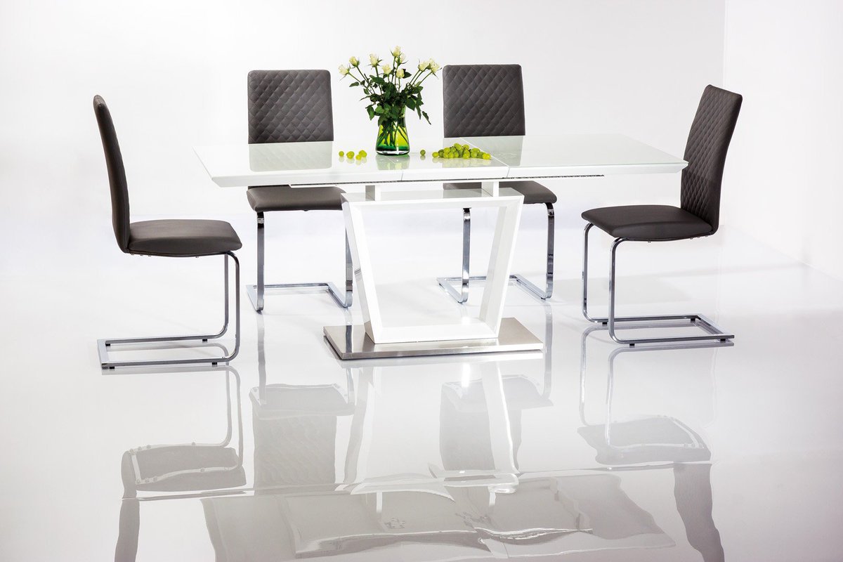 Excited to share the latest addition to my #etsy shop: LAUREN White Glass and White High Gloss Modern Extendable Dining Table etsy.me/2D7d6oy #furniture #lauren #whiteglass #whitehighgloss #modern #extendable #diningtable #kitchentable #extending