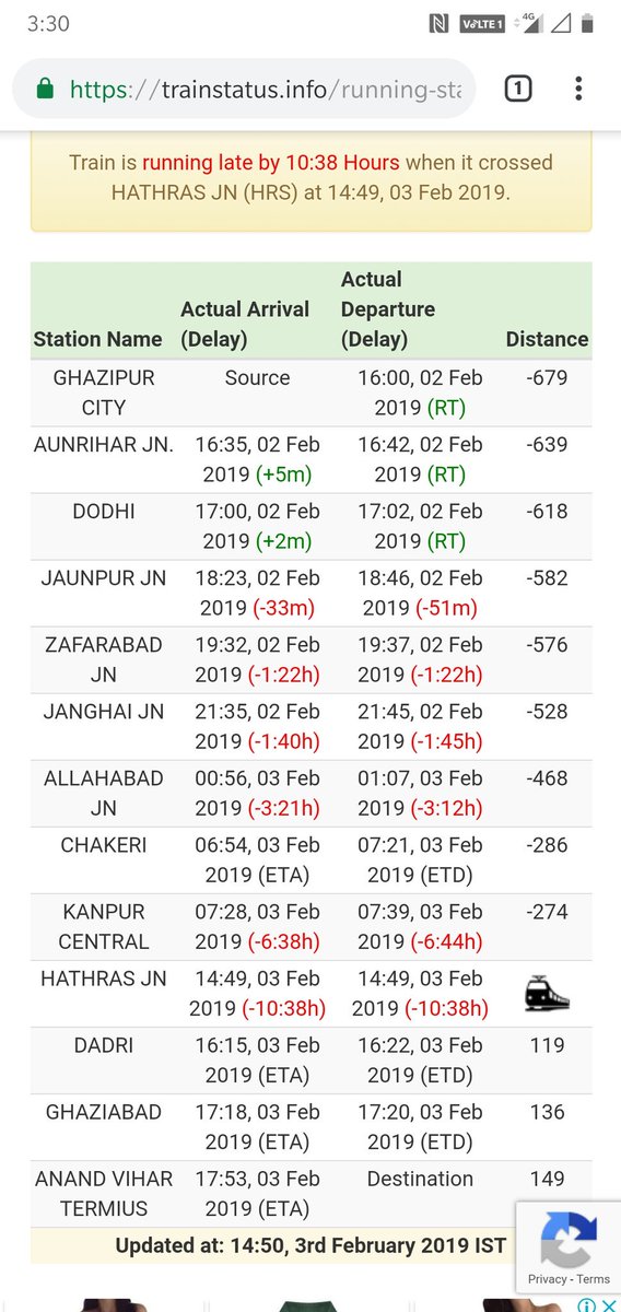 gsagar16's tweet photo. 22433 train is running 10:30 hrs late. It can be due to any circumstances but people are hungry(no canteen facility), there should be arrangements for that. This is not passengers fault so it should be taken care by railway. Look into this ASAP @RailMinIndia . 
@PiyushGoyal https://t.co/BK6r5eXCY5