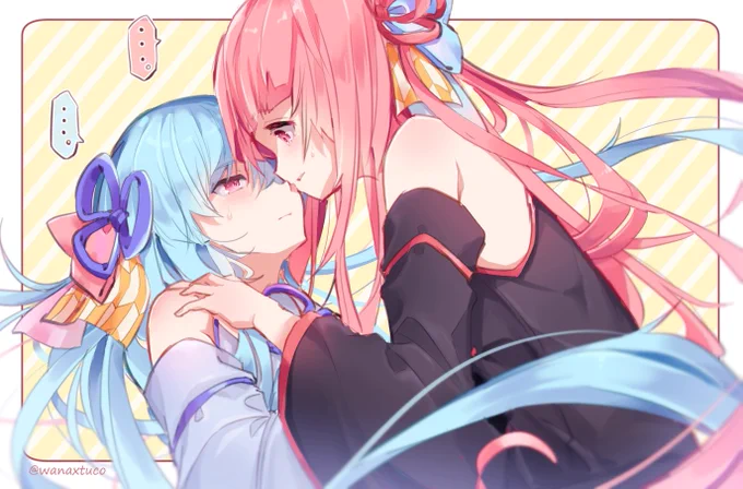琴葉姉妹。嫌がると思いながらふざけてみたら無抵抗すぎてフリーズする茜ちゃんとキス待ち葵ちゃん 