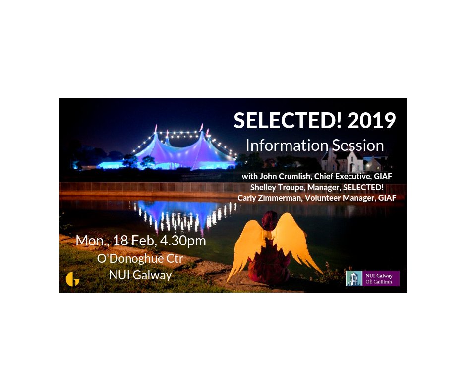 Looking forward to meeting loads of @nuigalway students at our #SELECTED19 info session co-hosted by @NUIG_Dramsoc &amp; @NUIGDrama! <a href="/GalwayIntArts/">Galway International Arts Festival</a> 
@MusicalSoc_NUIG 
<a href="/ARTnuigalway/">ArtsOfficeNUIGalway</a>