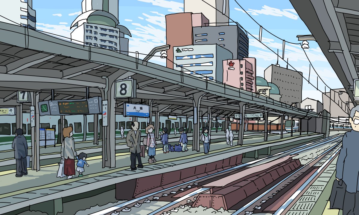 「太古の昔には大阪駅から空が拝めたという……… な絵です 」|ツナ缶のイラスト