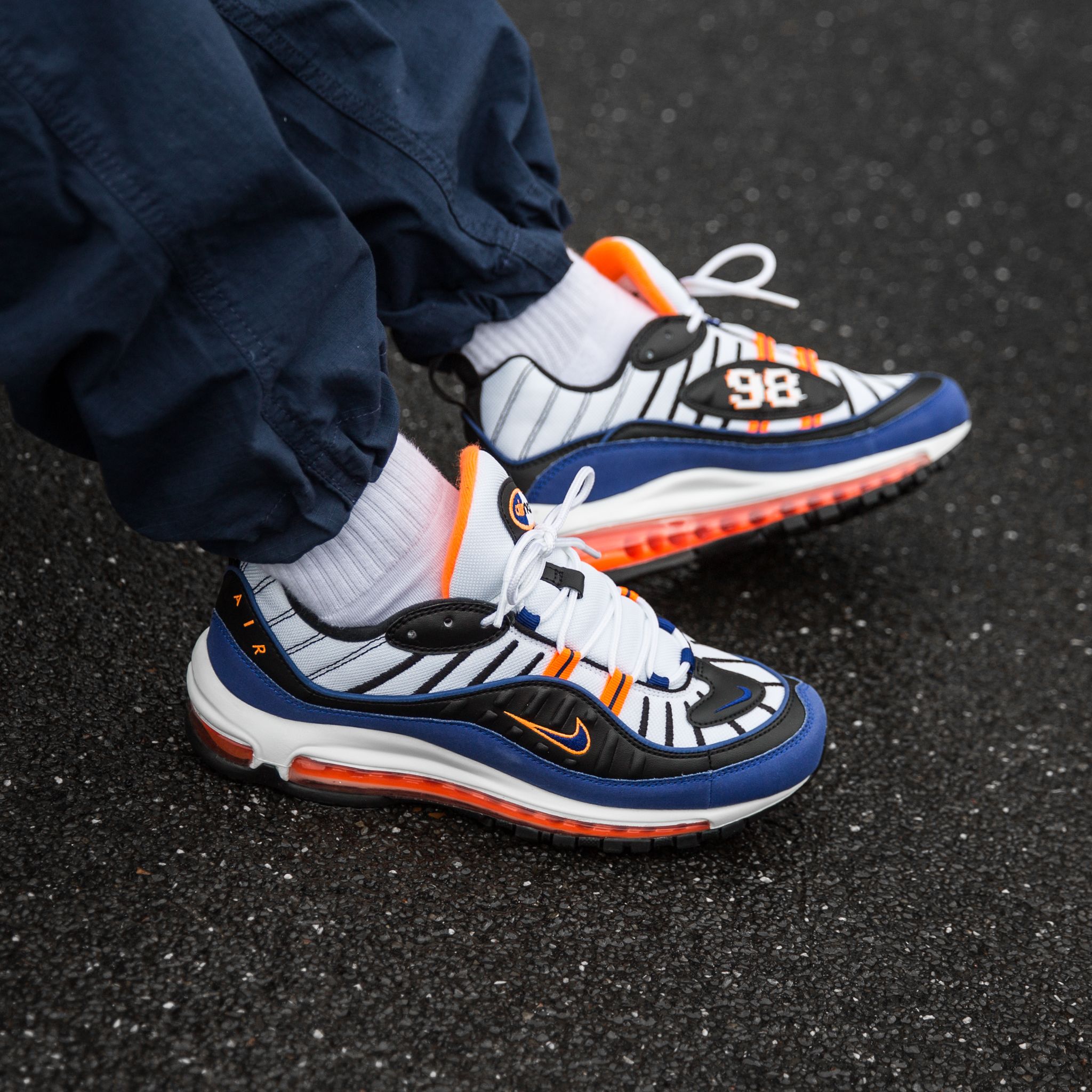 nike air max 98 white blue orange & black