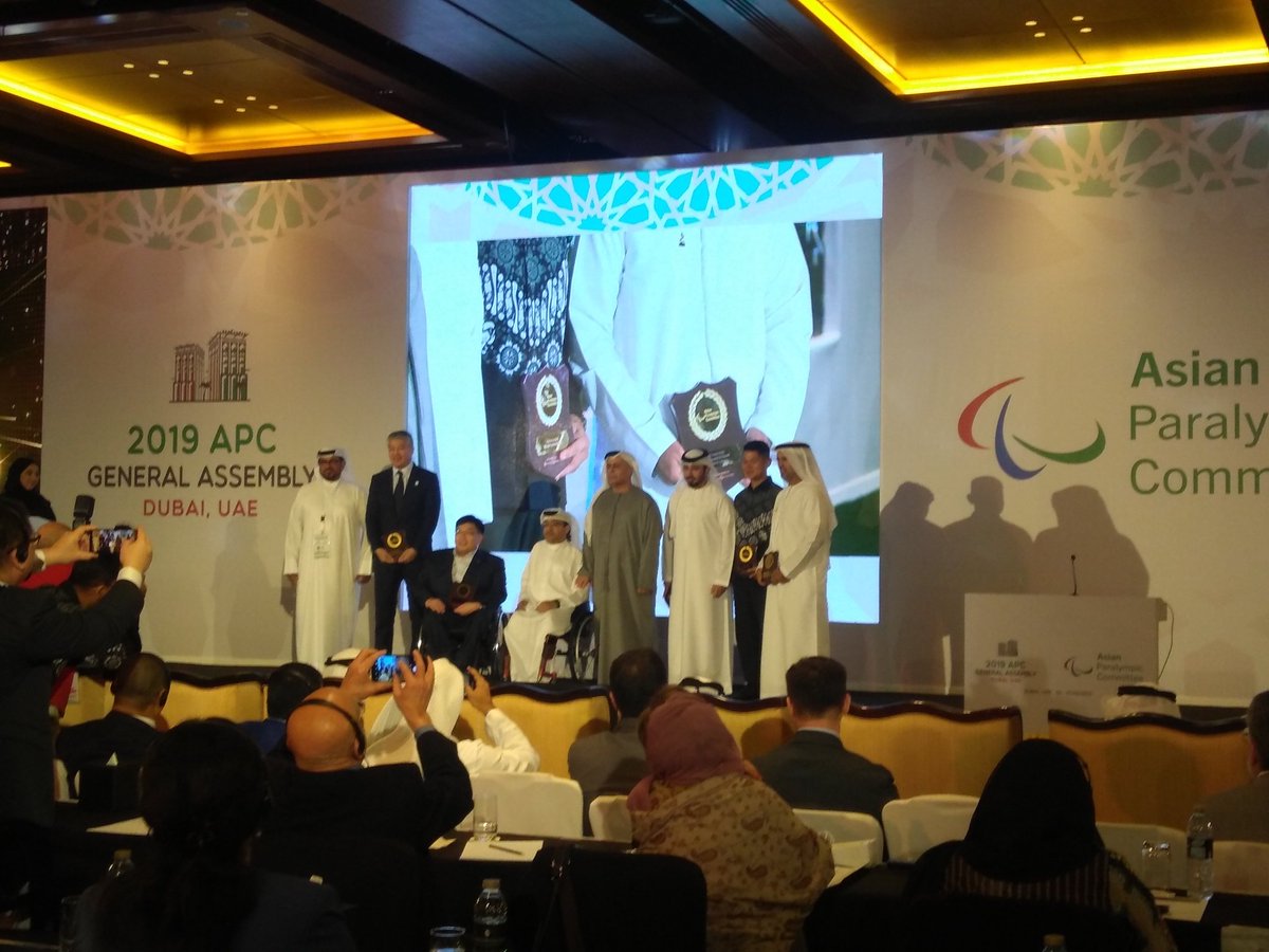 asianparalympic's tweet photo. APC honours 5️⃣ recipients with Asian Order at the #APCConference. Congratulations 👏🎉🎊 all the awardees.
#AsianParalympic #AsianAwards2019 #AsianOrder #Congratulations #Paralympicmovement #Support #Share
@paralympics @paralympic_kz
@kosadpr @rajasaptaokto @NPCIna @UAE_DFS https://t.co/mfod6MUCxv