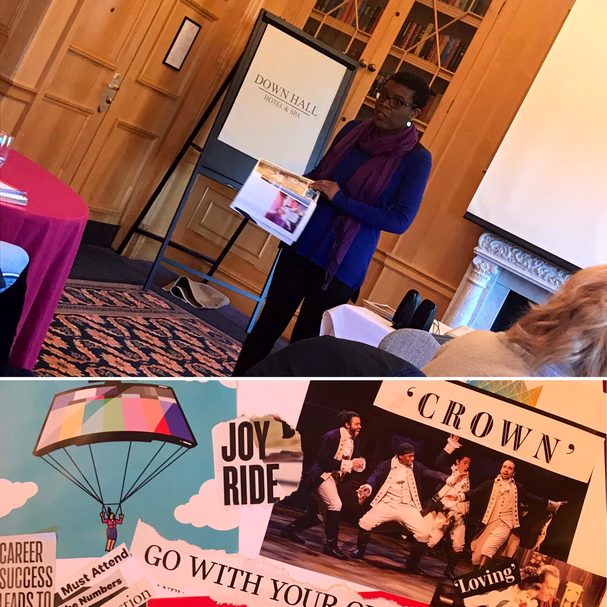 JenniferGarrett's tweet photo. Huge thanks to @UnglueYou for guiding us through an insightful creative collage session at the Time to Shine #happenistaretreat today. We all gained so much, which really helped with our goal setting #imagetherapy #womensretreat #fourrooms #goalsetting #creativity #play https://t.co/PpFamVn3ID