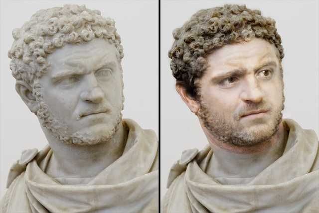 Tenéis que admitir que el busto de Caracalla visto de esta manera resulta menos agresivo que el frío mármol, incluso trasmite cierto grado de preocupación más que agresividad. ¿Que opináis?