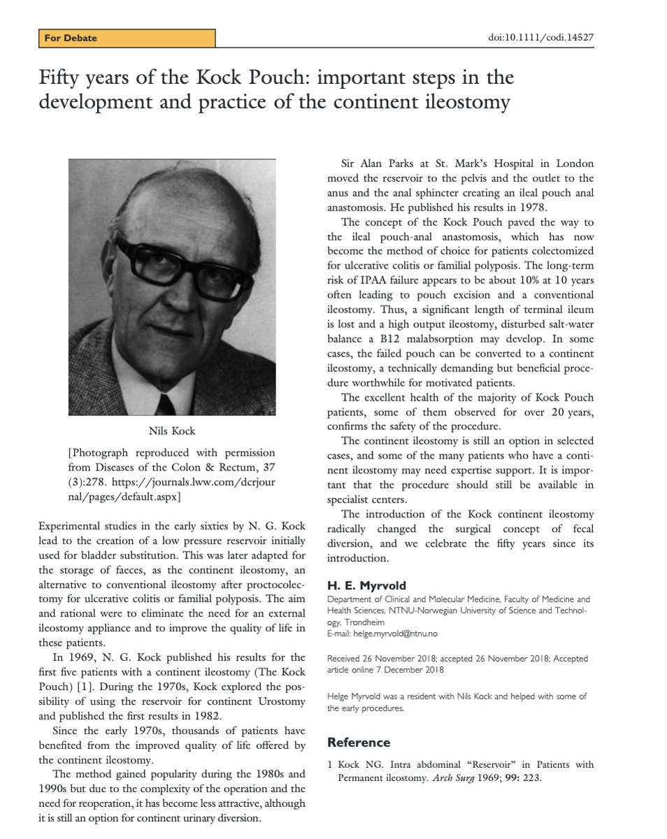 ColorectalDis's tweet photo. For Debate this month in @ColorectalDis :
Fifty years of the Kock Pouch: important steps in the development and practice of the continent ileostomy
https://t.co/O7dB0L7ozr https://t.co/UFMUkC9Mjd