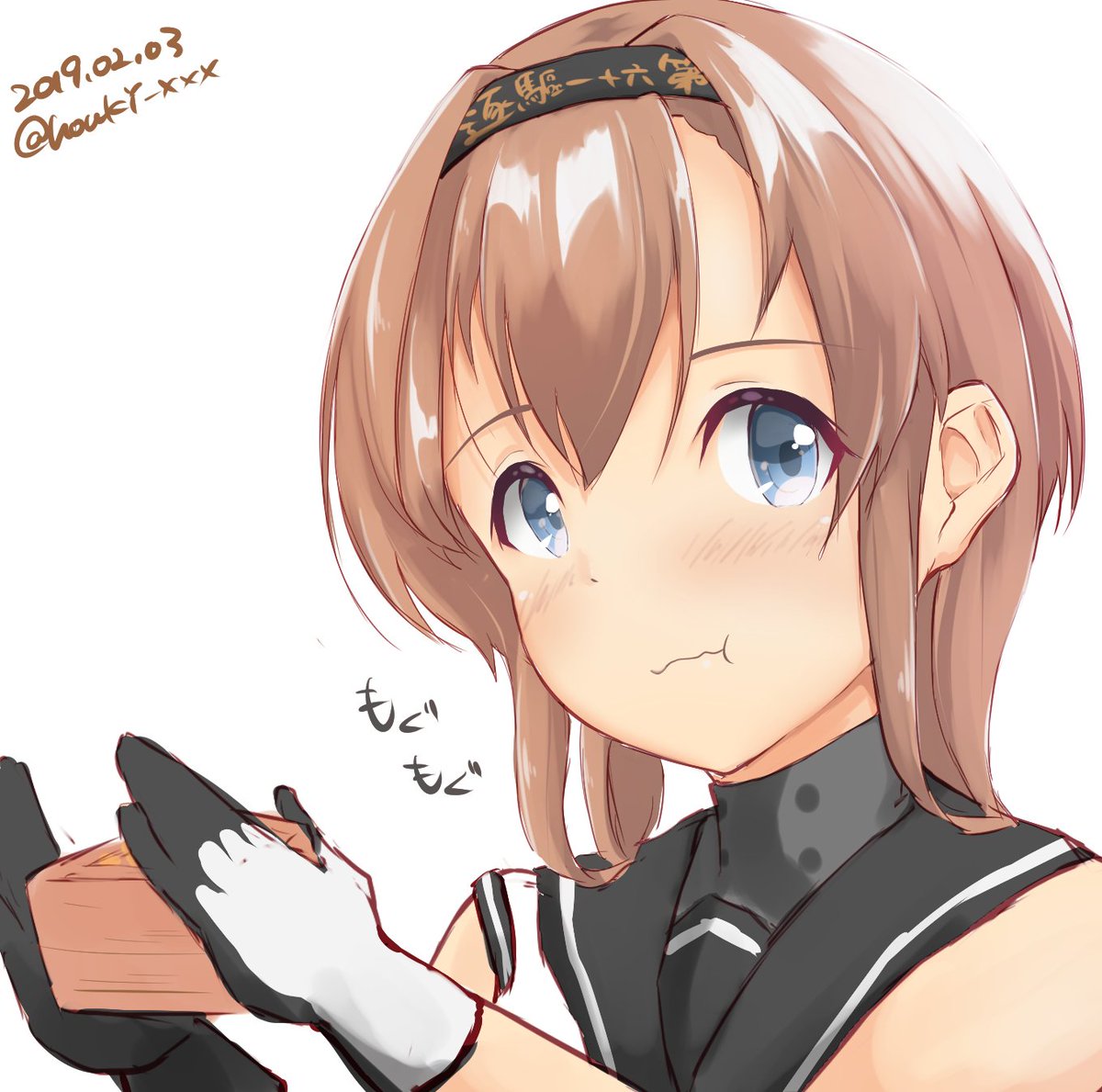 #艦これ版深夜の真剣お絵描き60分一本勝負
#艦これ版真剣お絵描き60分一本勝負_20190203
#照月
豆を投げるのが勿体ない照月 