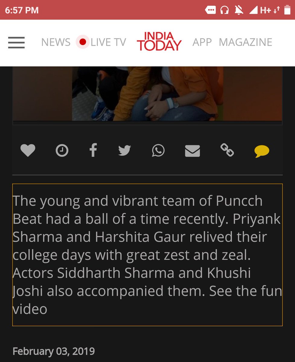 New Article

Puncch Beat's Priyank Sharma and Harshita Gaur relive their college days. Watch fun video

Link:- indiatoday.in/television/vid…

#PuncchBeat streaming on 14th February 2019!! 

#HarshitaGaur #PriyankSharma #PuncchBeatPromotions <a href="/HarshitaGaur12/">Harshita Shekhar Gaur</a> <a href="/altbalaji/">AlT balaji</a> <a href="/lostboy54/">Lost£Boy</a>