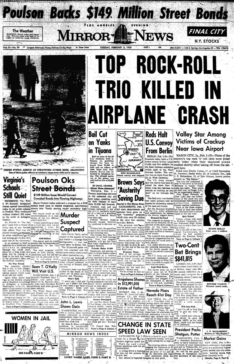 LouBrutus's tweet photo. Rock N Roll Never Forgets: Thoughts for Buddy Holly, The Big Bopper and Richie Valens on "The Day the Music Died." Sigh. #SundayThoughts https://t.co/Bu6BtA306m