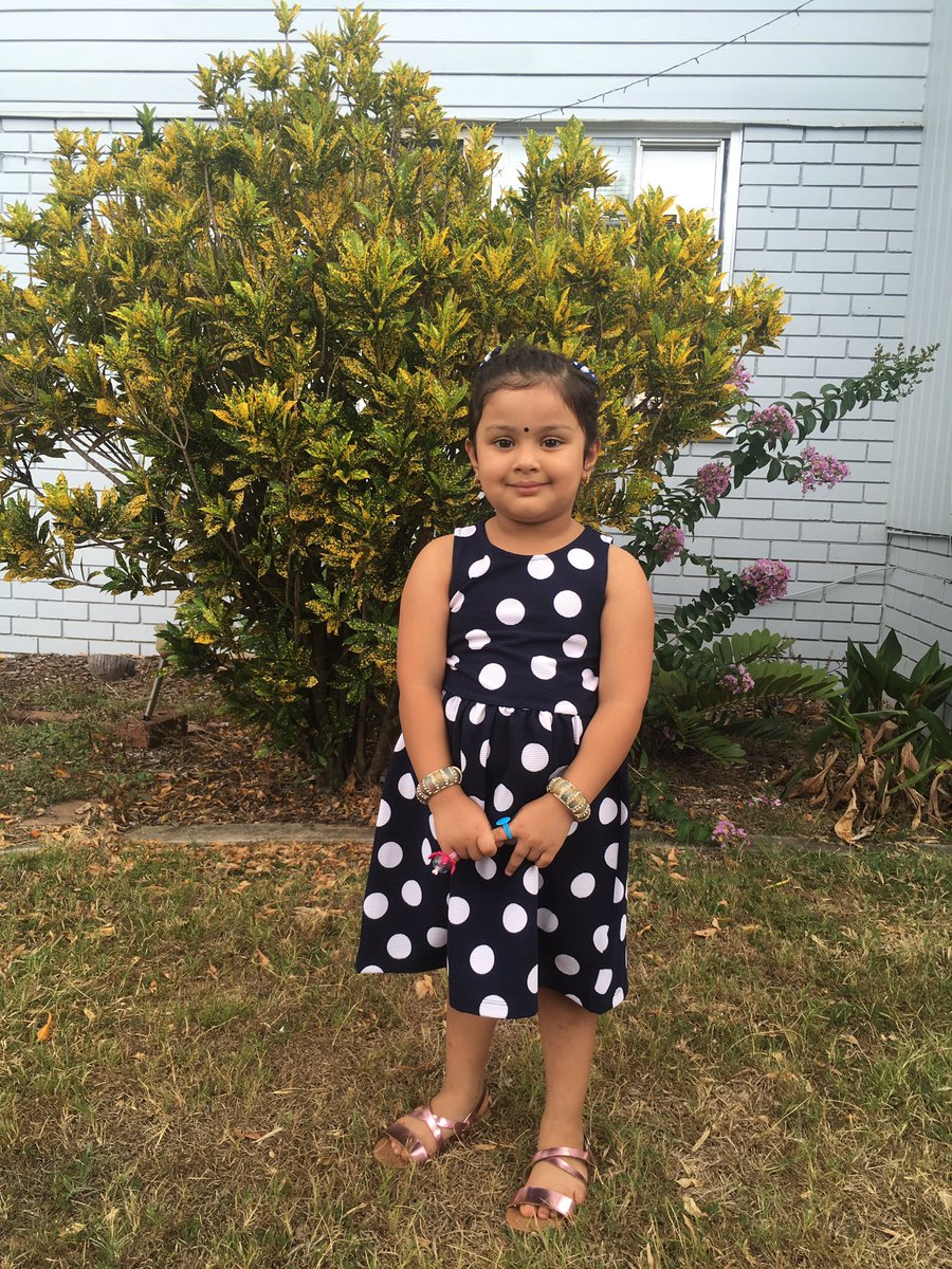 PraKuDhu's tweet photo. Thank you H&amp;M @hmaustralia Prajna liked your collection. Isn’t she looking beautiful? Prajna said “thank you” to Kalpana Auntie for buying this dress for her😊 https://t.co/inQMZvYrAE