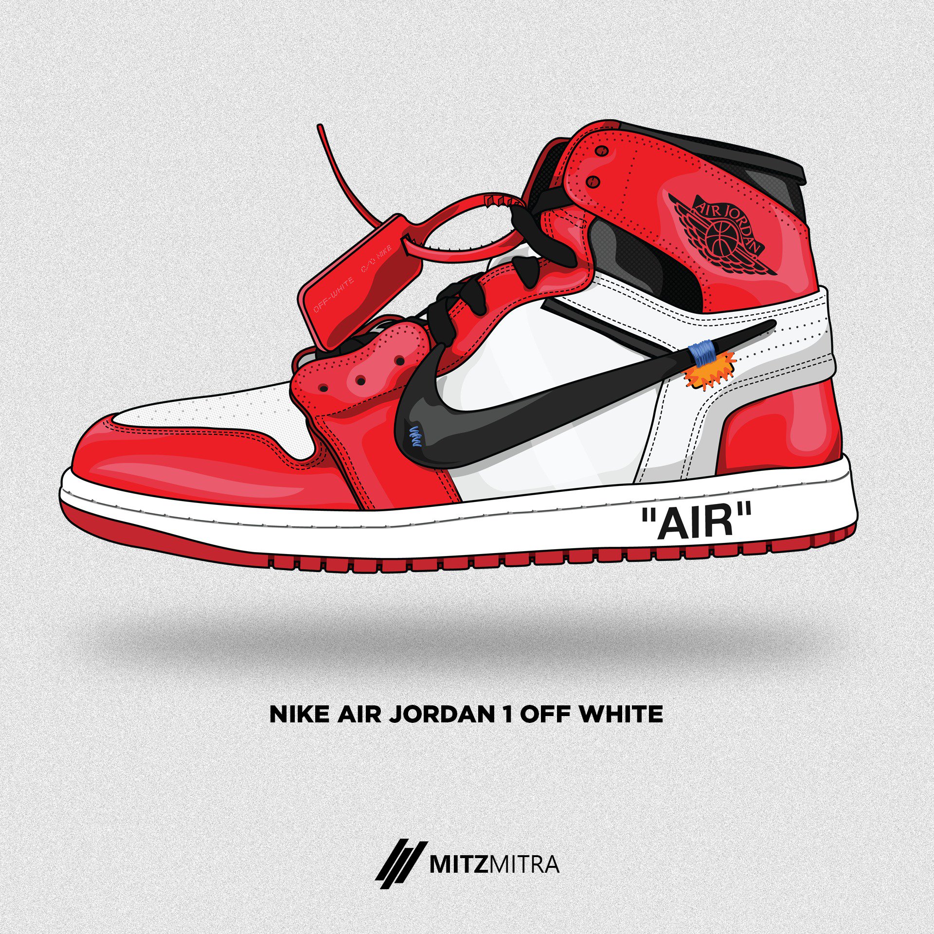 Mitra on Twitter: "NIKE AIR JORDAN 1 OFF WHITE #nike # airjordan #offwhite #red #digitalart #vector #vectorart #sneakerhead / Twitter