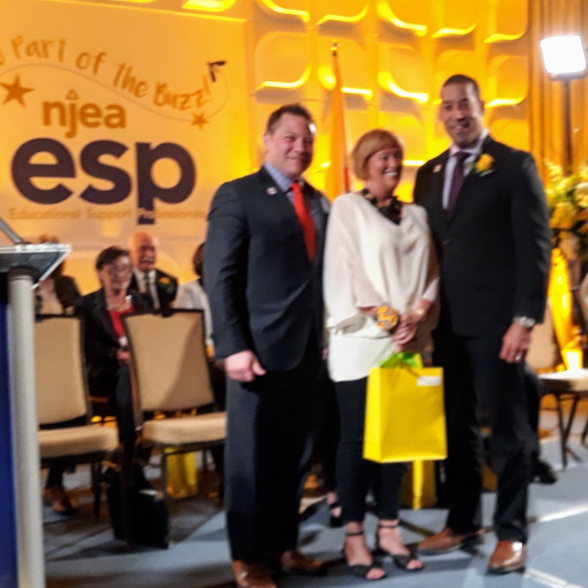 OCCEA_NJ's tweet photo. Let the good times roll! Congratulations to Kim Welsh from the Point Pleasant Education Association, our Ocean County ESP of the year. #WeAreNJEA #UnionStrong #FIXTHEUNFAIRNES #ESPsRock https://t.co/t7PjCZbA2L