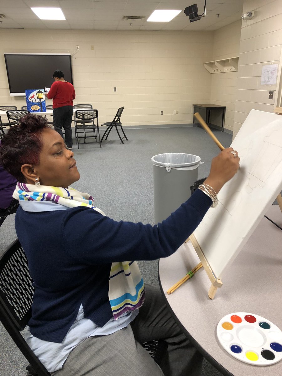 tabiffy's tweet photo. @BHSBulldogsbcps Hospitality Committee hosted a great event for staff; “Paint and Snack Night!!” Fun for all!! #TWAB #BHSStaff https://t.co/DTy9XFWM1i
