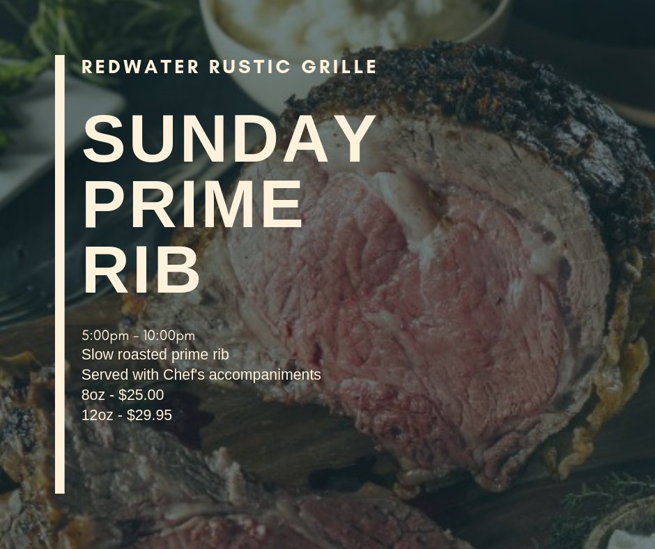 Sundays are for slow roasted Prime Rib at Redwater Rustic Grille. #charlottetown #PEI