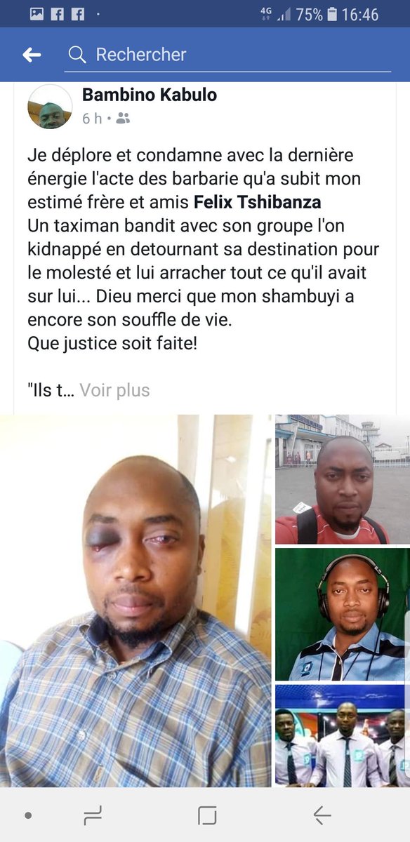 nononlandu's tweet image. Fake news!Ce journaliste s'appelle Félix Tshibanza et a été victime d'agression dans un taxi à Lubumbashi 👇