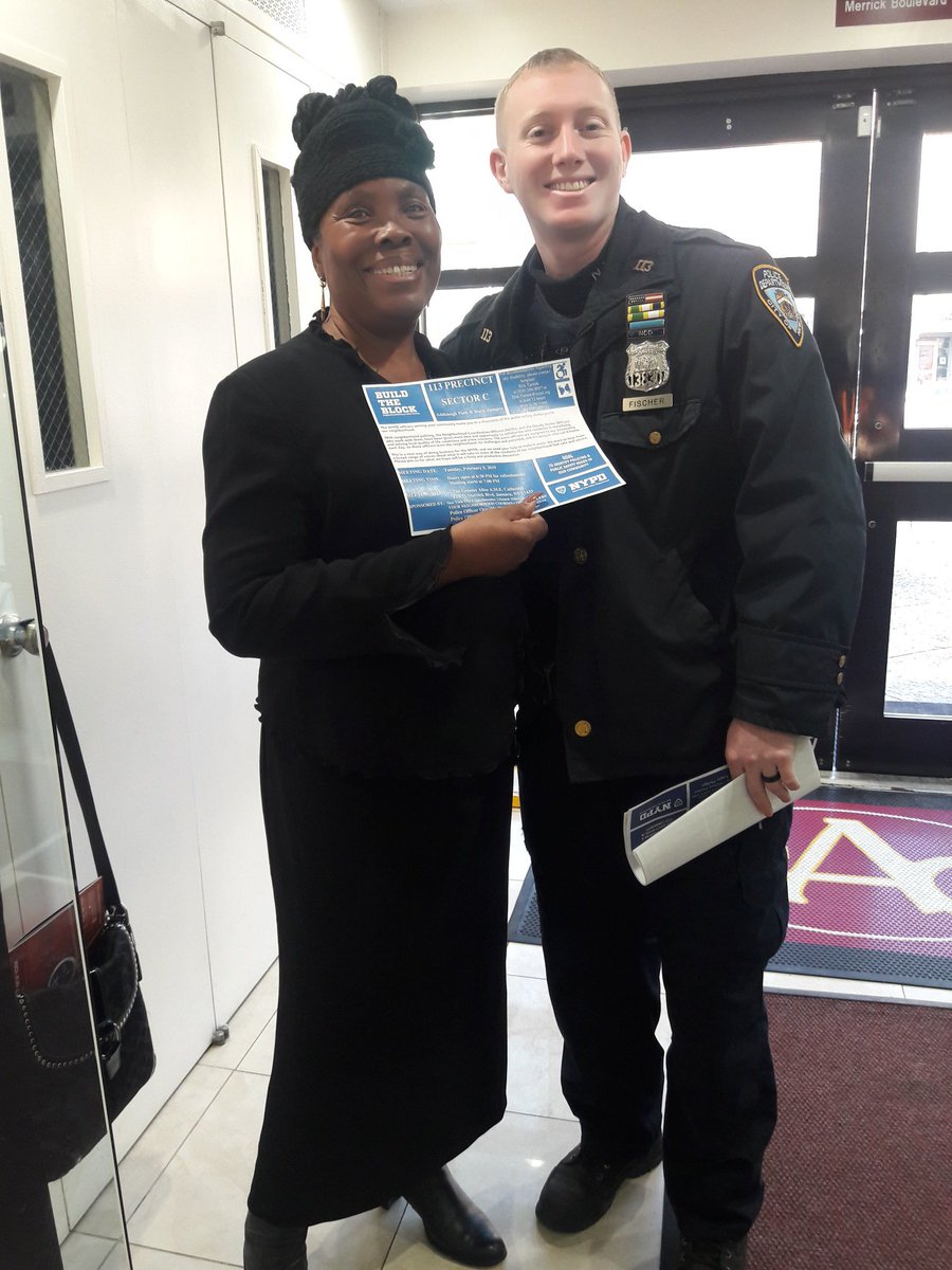 NYPD113Pct's tweet image. NCO Fischer informing  @allencathedral church members about the upcoming #BuildtheBlock meeting on Tues, Feb 5th at 6:30 pm. #BuildingAstrongcommunity
#Sectorcharlie