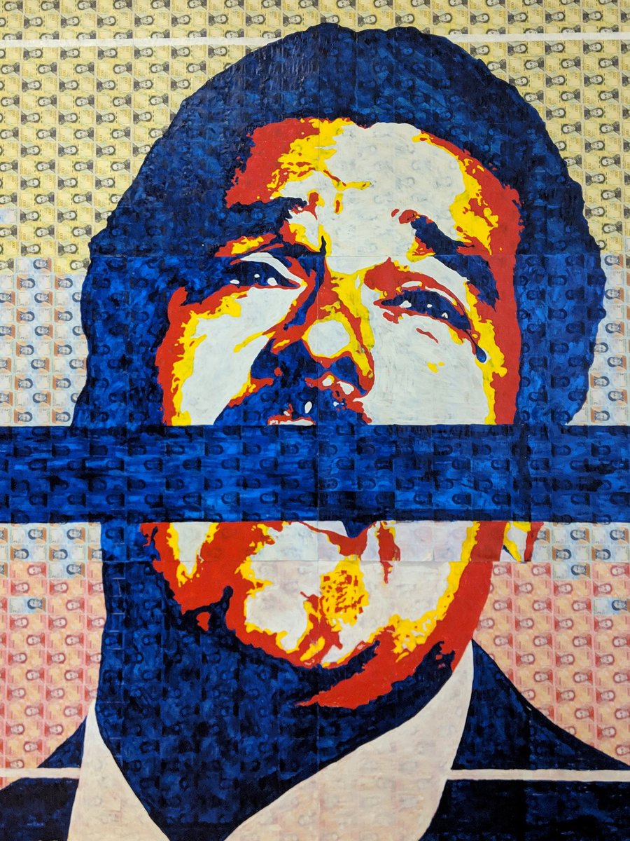 lopp's tweet photo. Another excellent work by @cryptograffiti, using venuzuelan bolivars as the medium. https://t.co/2uQkWOOq7W