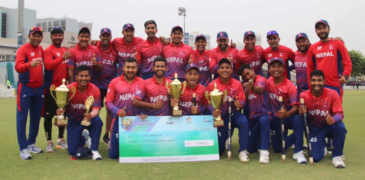 Sandeep25's tweet photo. Feeling proud by winning both ODI and T20I series against the @EmiratesCricket ! Top class effort from everyone. Well done to everyone. Congratulations to all. Now heading back to Brisbane to join my team @StarsBBL for the upcoming games in @BBL ! Thank you everyone. Jai Nepal🇳🇵 https://t.co/AO0832B6lH