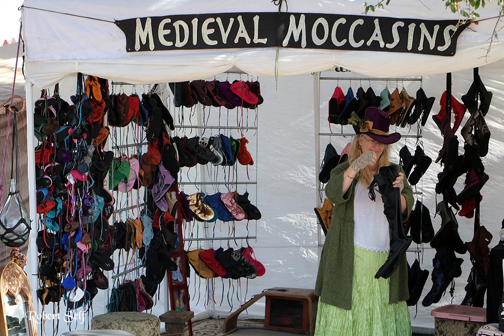 Stroll to the top of the hill to try on a pair of Medieval Moccasins that will keep your feet snug and comfy. We're open today at 10:00 am! #KerrvilleRenFest kerrvillerenfest.com