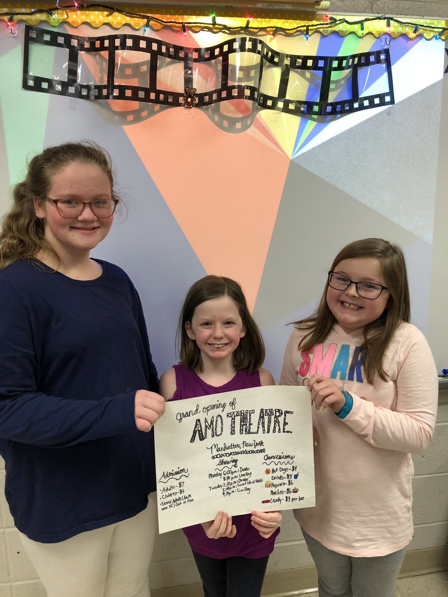 ThornClass's tweet photo. Our Movie Marathon Project was a hit!! Creating our on movie theatre takes A LOT of division!! Now showing “Math in Action”#rcsbestyearyet #projectbasedlearningrocks @RESelem https://t.co/e1SVSoeDBl