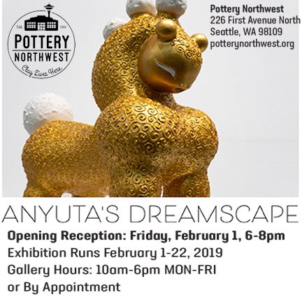 Welcome to Anyuta’s solo show of ceramic sculptures at Pottery Northwest, Seattle Feb 1-22!