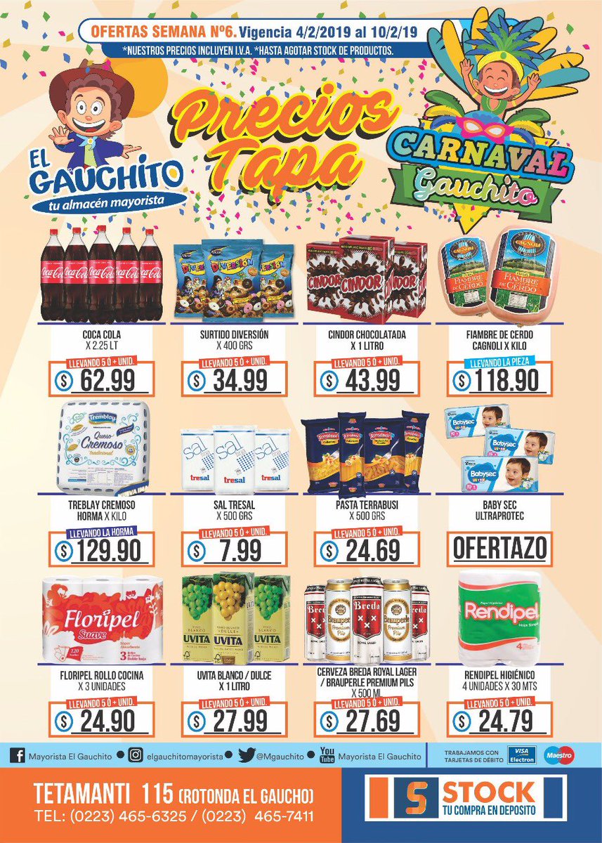 MGauchito's tweet photo. 🎉🎉TOP OFERTAS SEMANALES🎉🎉

Alimentos, Bebidas, Lacteos, Fiambres, Perfumería, Limpieza.

TE ESPERAMOS😉

El Gauchito, tu almacén mayorista.

#elgaucho #elgauchito #mayorista #almacen #mercado #mardelplata #ofertas #precios #supermercado #preciosbajos #barrio #mdq https://t.co/4tK9N8m5fC