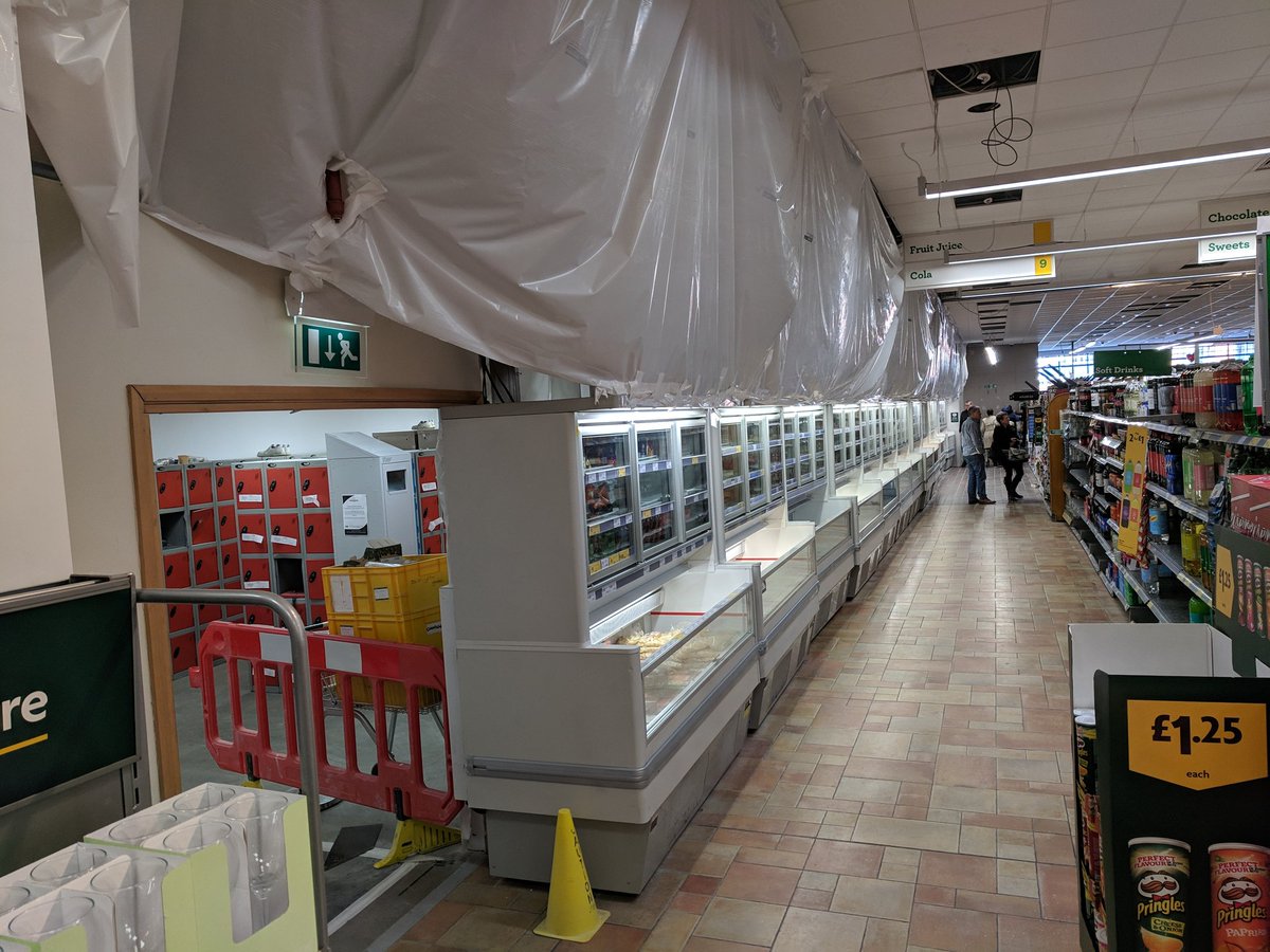 AlecMuffett's tweet photo. Local supermarket very much getting into the spirit of the "#brexit apocalypse theme park" look: #brexpocalypse https://t.co/qhr638OB0c