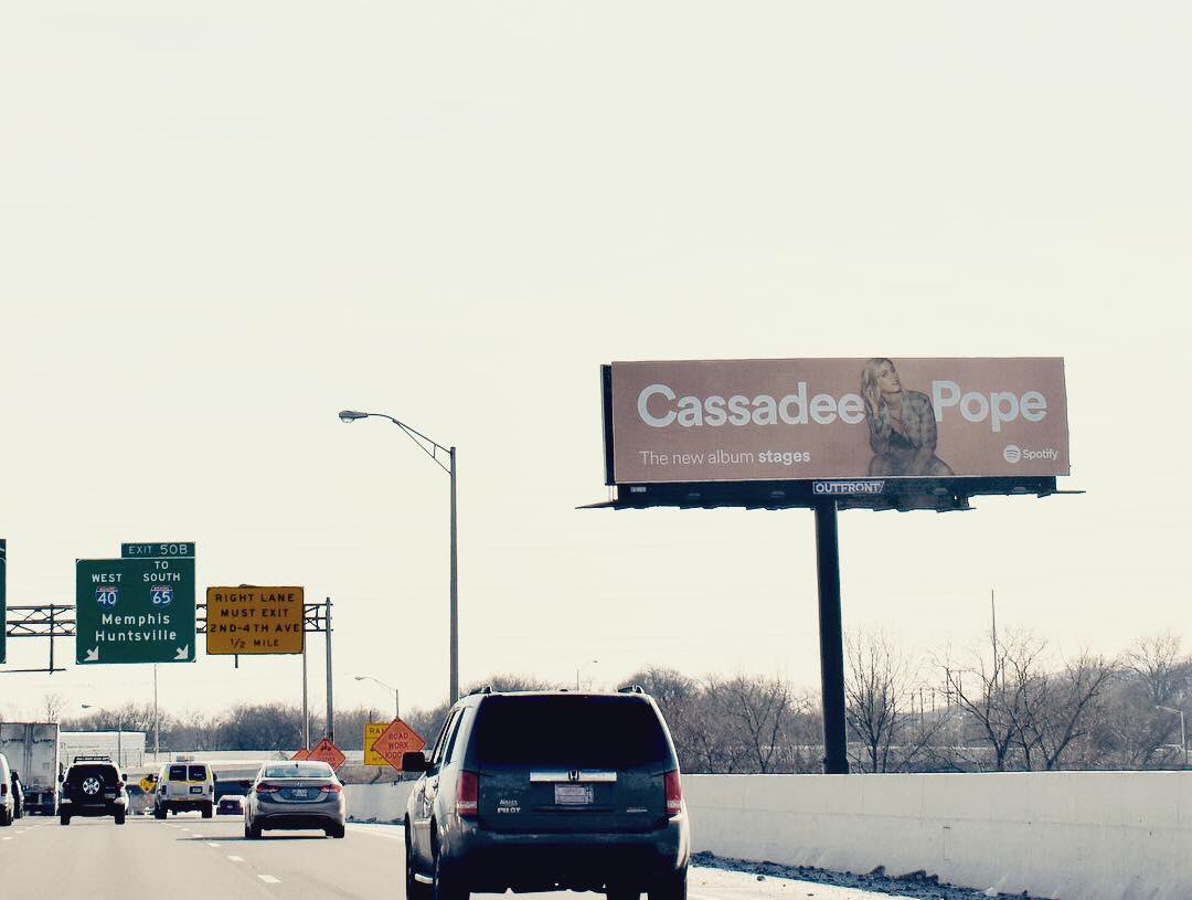 Been trying to get a pic WITH this thing since Thurs but it’s on the highway & well... safety first! I’ve been driving past this billboard for the last 6 yrs, hoping someday I’d on it. After spilling my guts on #stages, it’s happened. So grateful for your support @spotify!