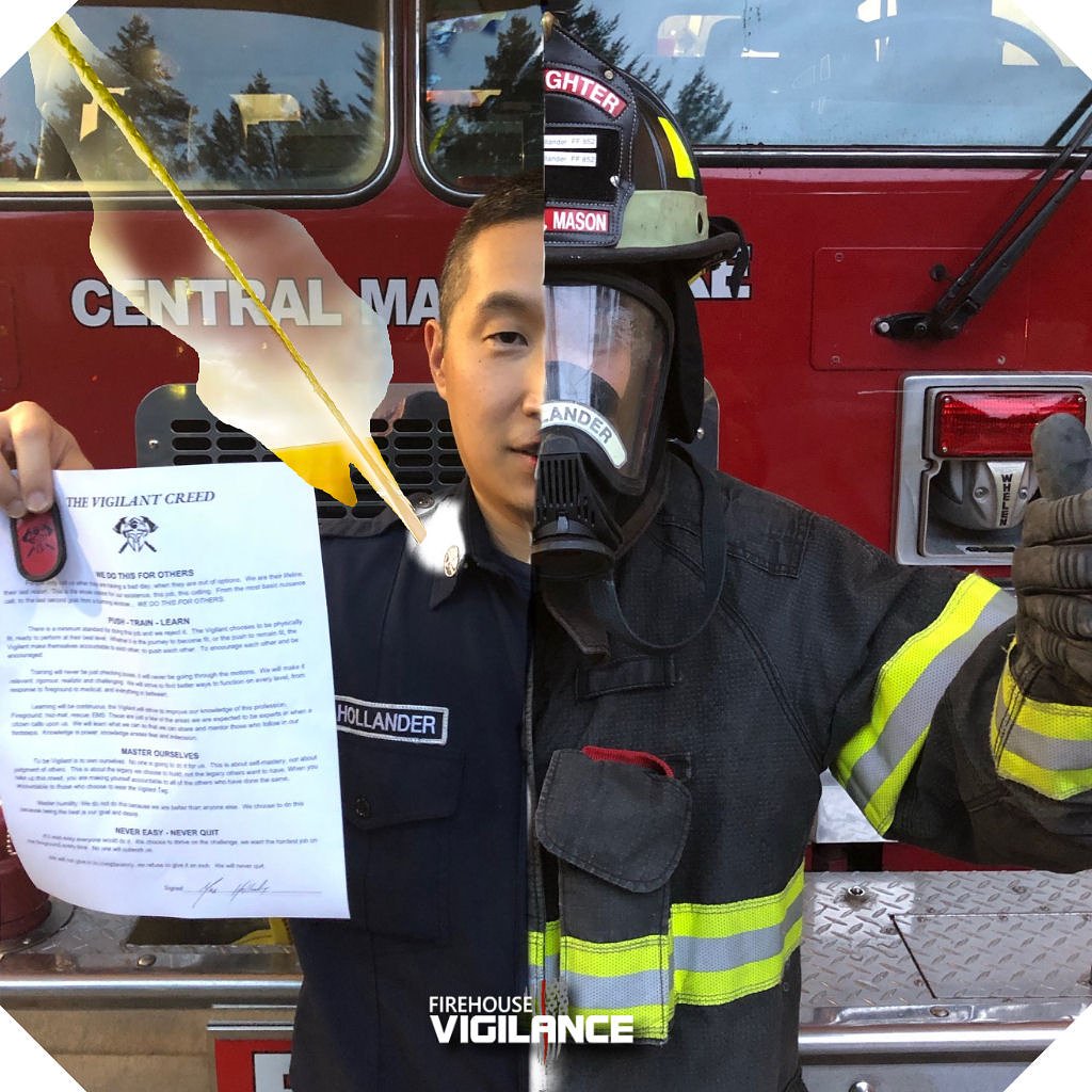 FHVigilance's tweet image. Winner of the best Vigilant Creed photo of 2018!  I love when people get creative, and this was by far the favorite.  Keep spreading the word, we are about halfway on our starting goal of a firefighter in all 50 states!
#vigilantcreed #everystate