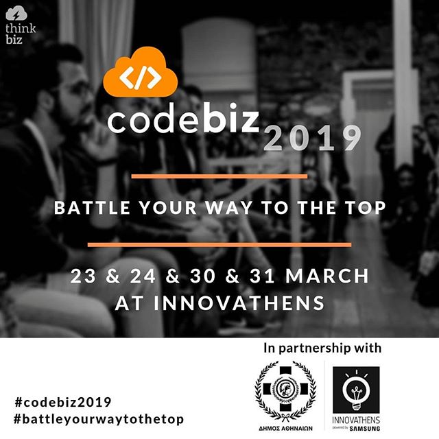 Θέλεις να ξεκινήσεις τη δική σου startup αλλά δε βρίσκεις την κατάλληλη ομάδα; 🙄Τότε δεν έχεις παρά να έρθεις στο CodeBiz 2019 και να παλέψεις στο ring για την ιδέα σου! 🥊 
#codebiz2019 #battleyourwaytothetop
#thinkbizgr #thinkbiz #7thera #thinkbizers