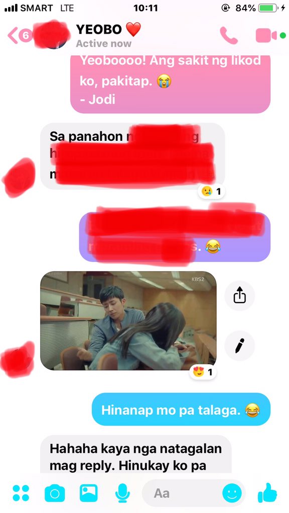 ImNaraJang's tweet photo. I was really in pain earlier because of my dysmenorrhea/ menstrual cramps, but YEOBO @itsRandyChoi saved the day! 😍💕
#GoBackCouple #GBC #GBCSquad
I miss you my GBC Fam! I miss you so much, mga mamshie! ❤️

- Credits kay Yeobo sa SS from #GBCCramps

#JangNaRa #SonHoJun #장나라 https://t.co/B7yoiE5BKP