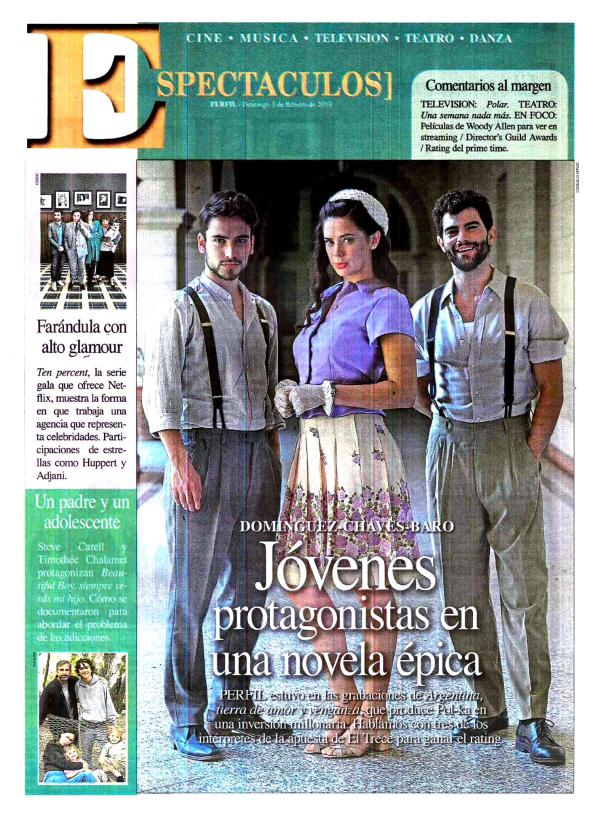 eltreceprensa's tweet photo. En #Marzo llega #ATAV! Tapa hoy del suplemento espectáculos de @perfilcom con @albertbaro_ @delfichaves @diegomcea. Gracias @canelon8 y Analía Melgar!! Cc @Arg_eltrece @PolkaProd @eltreceoficial https://t.co/jl13kmt5oc