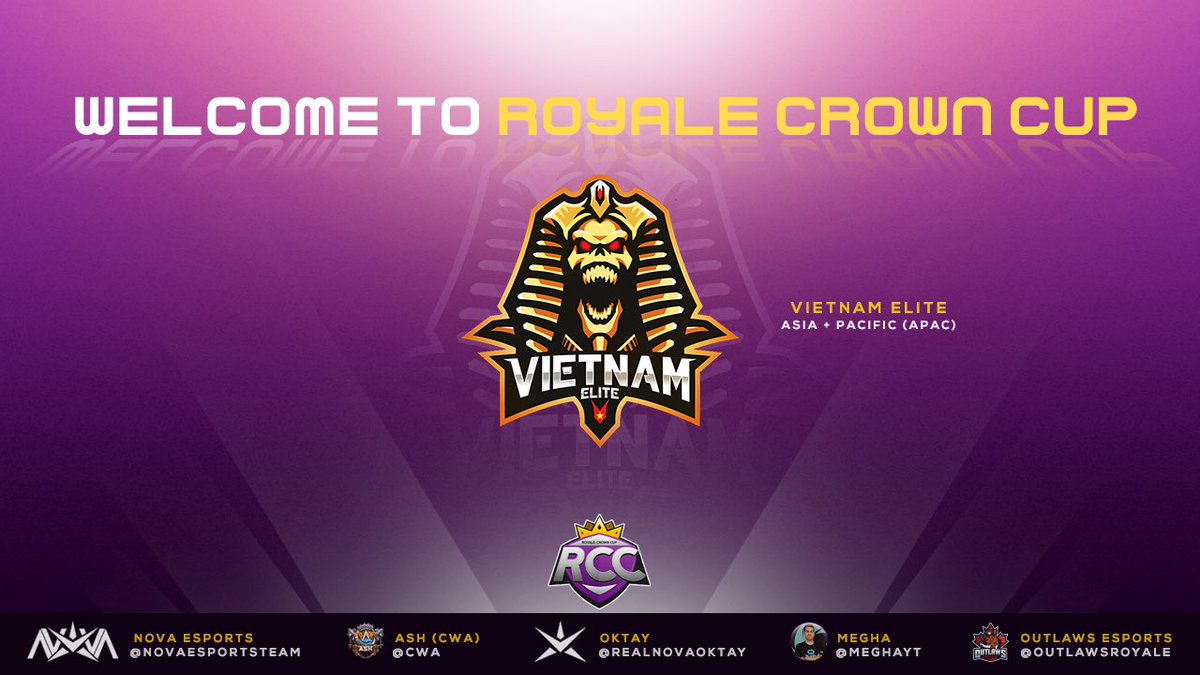 Team Announcement (33/52) 🎉🎊

The best <a href="/ClashRoyale/">Clash Royale</a> team of their country, Vietnam Elite!

Welcome to <a href="/RoyaleCrownCup/">Royale Crown Cup</a>!