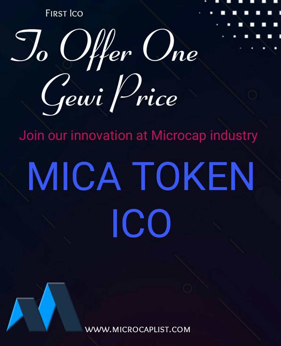list_cap's tweet image. MICA project is a new service at microcap industry helping investors, project owners and free workers.

MICA TOKEN support two important platforms :

Microcaplist platform 
for listing micro ICOs , airdrops, bounties, events 

MICALIST platform to connect experts in blockchain