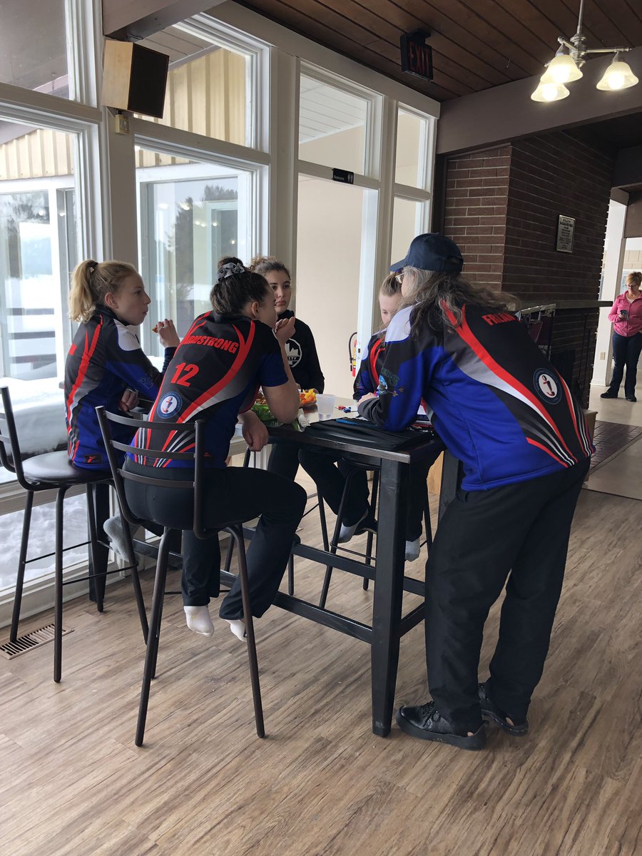 teamacres's tweet photo. Team debrief before we head to the B Semi Finals at 1pm!  #U18playdowns @ReThredz @rcncurling @Frlan @lazy_show https://t.co/P5bYqFtzAQ