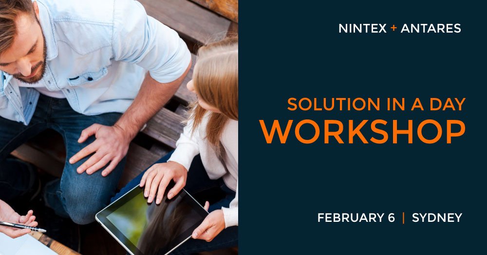 Nintex's tweet photo. We're excited to host a #solutioninaday interactive workshop with @antares_tech February 6 to give you tips and tools to manage, #automate, and optimise your business processes with the #Nintex Platform. https://t.co/Odz1L0XCNE https://t.co/yiMBJuZbq4