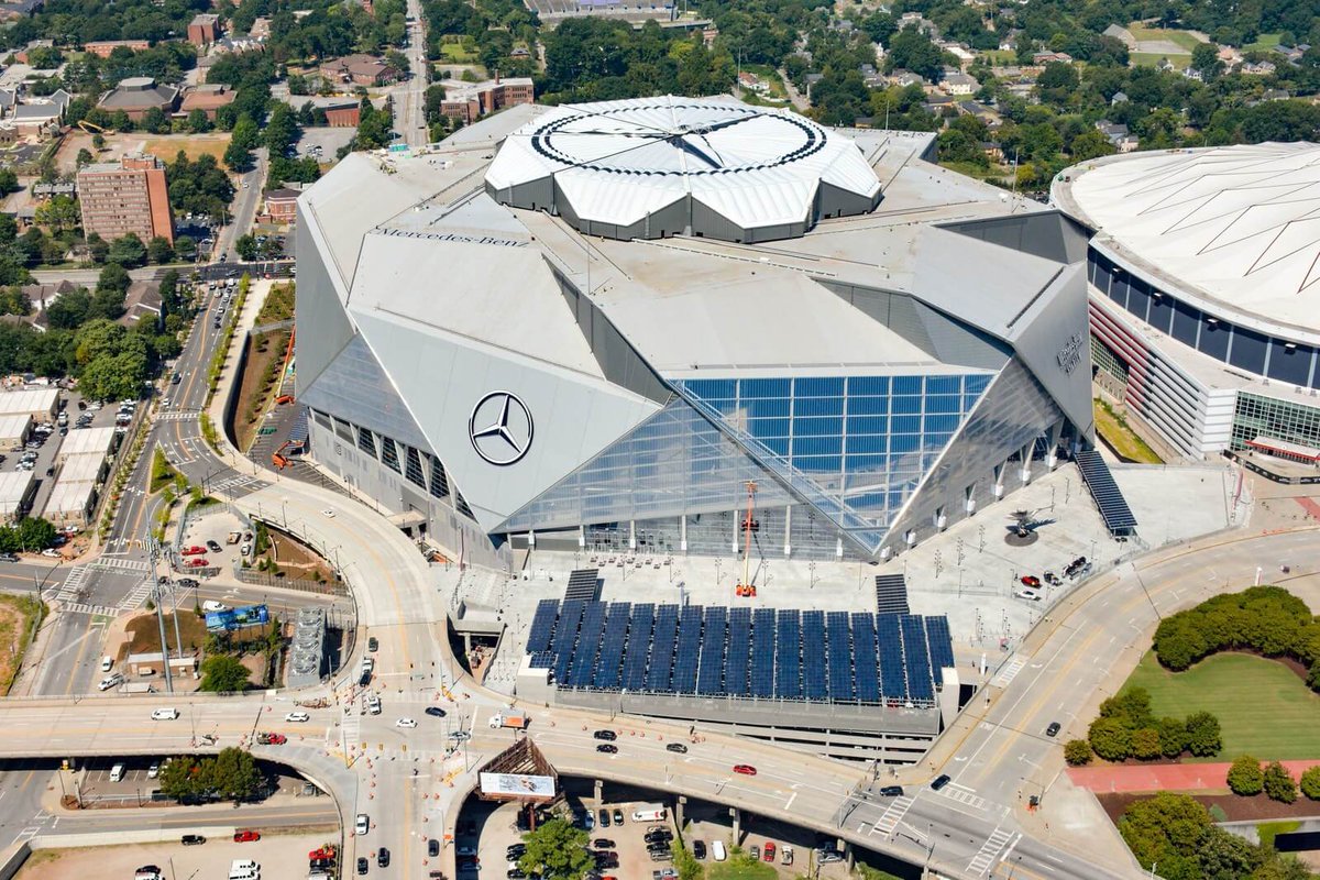 Amazing fact: Super Bowl 53 will take place in the most eco-friendly stadium in the world! The Mercedes-Benz Stadium has four thousand solar photovoltaic panels; generating approximately 1.6 million kilowatt hours per year of renewable energy. #solar #solarpannels #smma