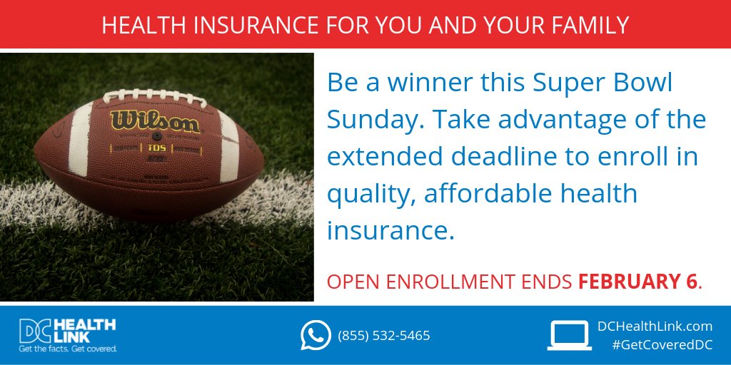 This #SuperBowlLIII you can be a winner by taking advantage of the NEW Feb 6 deadline to #GetCoveredDC Visit bit.ly/DCHealthLink Thanks to <a href="/RedRocksDC/">RedRocks Pizzeria</a> <a href="/RedRocksHStreet/">RedRocks H Street</a> for helping us spread the word.