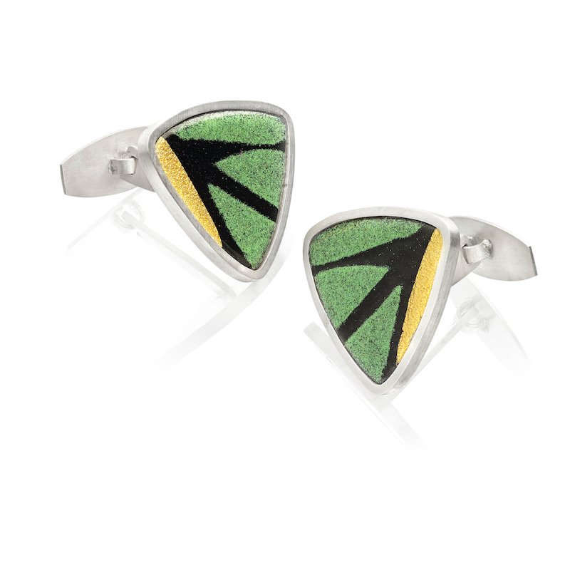 Discover the perfect valentine's day gift on #handmadeonline, such as these enamel silver cufflinks by Harriet St Leger  bit.ly/2DSeQnq