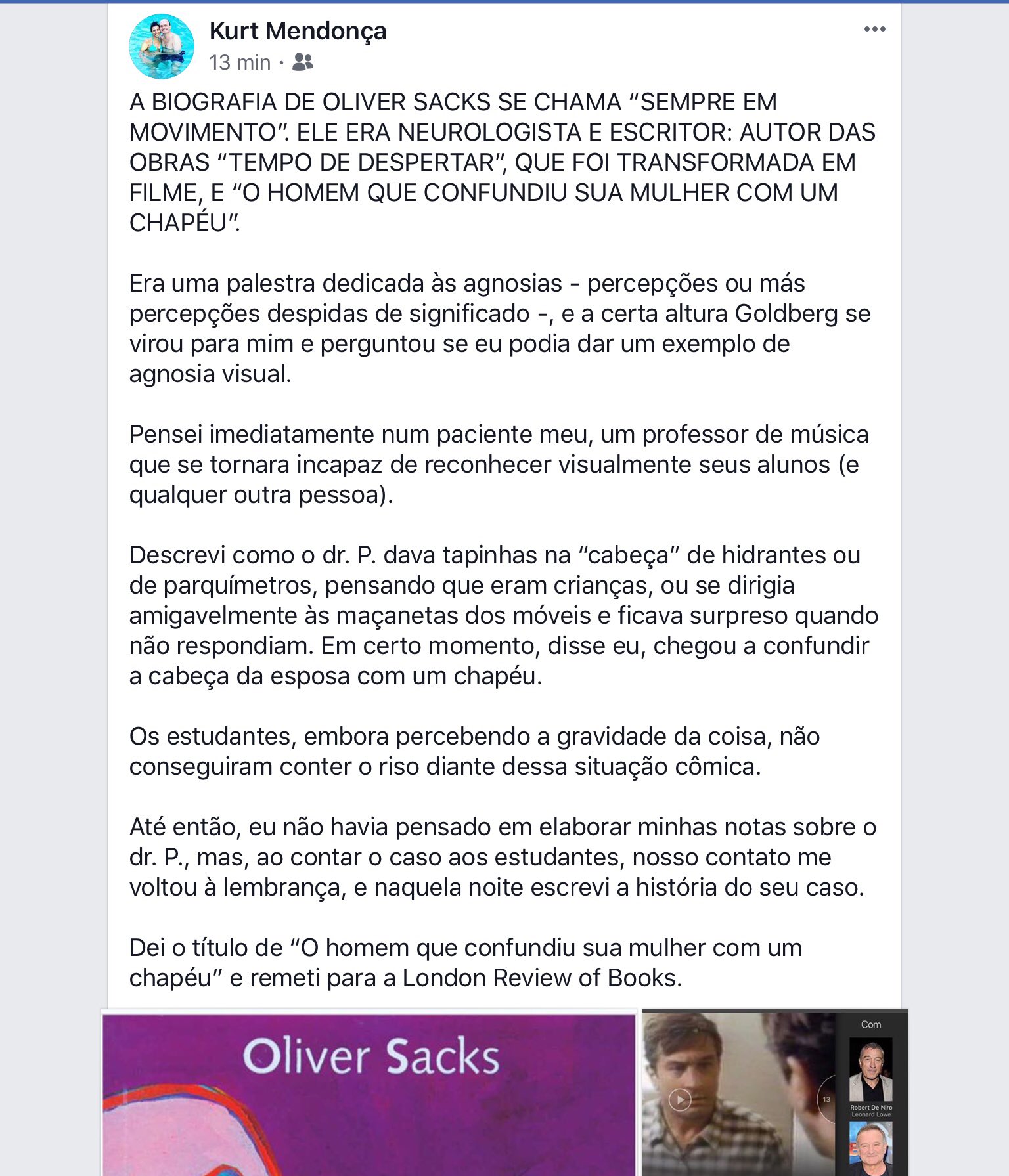 Kurt Mendonca on X: A BIOGRAFIA DE OLIVER SACKS SE CHAMA “SEMPRE