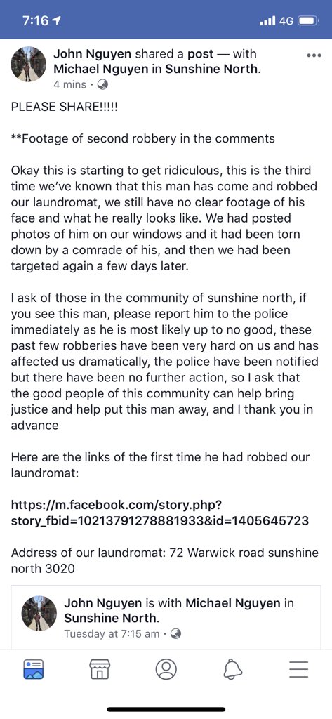 nguyenjohnn's tweet photo. EVERYONE FROM SUNSHINE NORTH MELB, I am desperate and I need your help, please help me catch this thief, he has robbed my laundromat again and again and walking freely, please share this so our family can bring justice to this man 😭😭 @VictoriaPolice 

Footage in comments!! https://t.co/K3gs2rl6yx