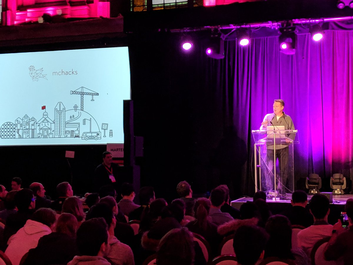 interacDevs's tweet photo. CEO and President Mark O'Connell speaking at @McGillHacks closing ceremonies. Congrats to all the hackers! 👏👏🏽👏🏿 https://t.co/yZa36RXn0o