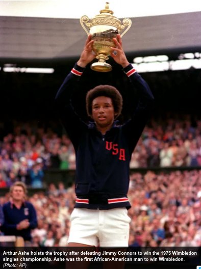 Arthur Ashe overcame segregation in his native Richmond, VA to become 1st Afr-Am man to win US Open, Australian Open, & Wimbledon. He later became an activist on many issues, including AIDS, from which he died in 1993.  #BlackHistoryMonth    @TennisHalloFame:  https://www.tennisfame.com/hall-of-famers/inductees/arthur-ashe