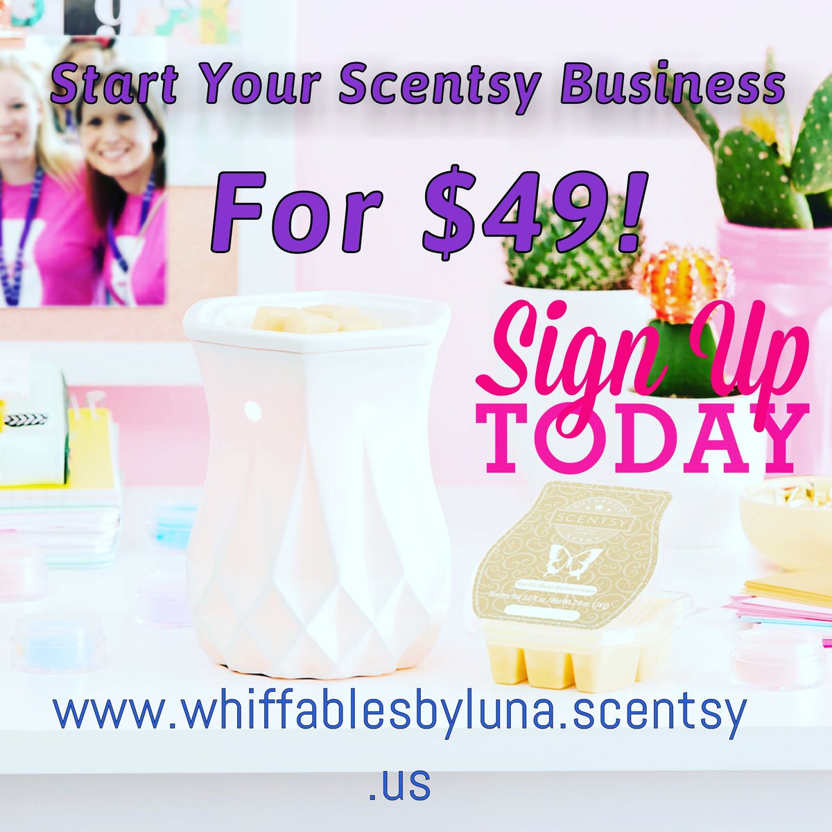 Want to start your own #Scentsy business to make extra money? Join in February for $49 which includes a $30 warmer, scentsy bar and starter kit complete with testers and catalogs. Join My Team for additional perks. Sign up at whiffablesbyluna.scentsy.us #smallbusiness #wax #fragrance